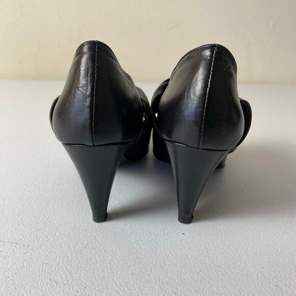 Minelli Sz EU 37 / US 6.5 Black Leather Pump Heels Made in Italy Neutral Luxury - Picture 4 of 14
